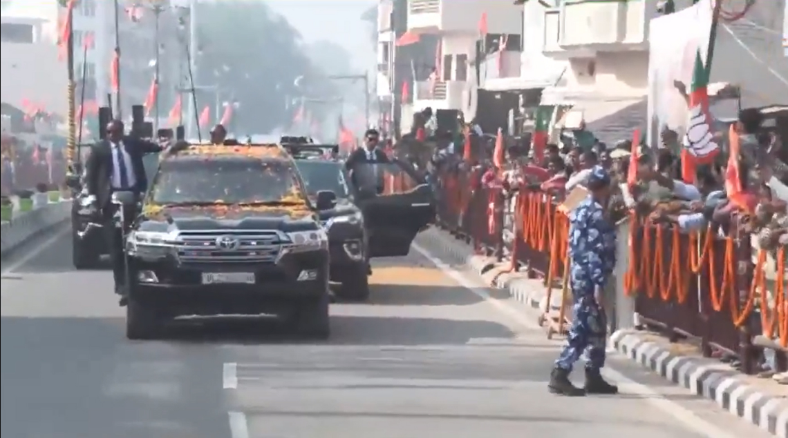 PM Modi holds roadshow to Ram temple ahead of flag ceremony